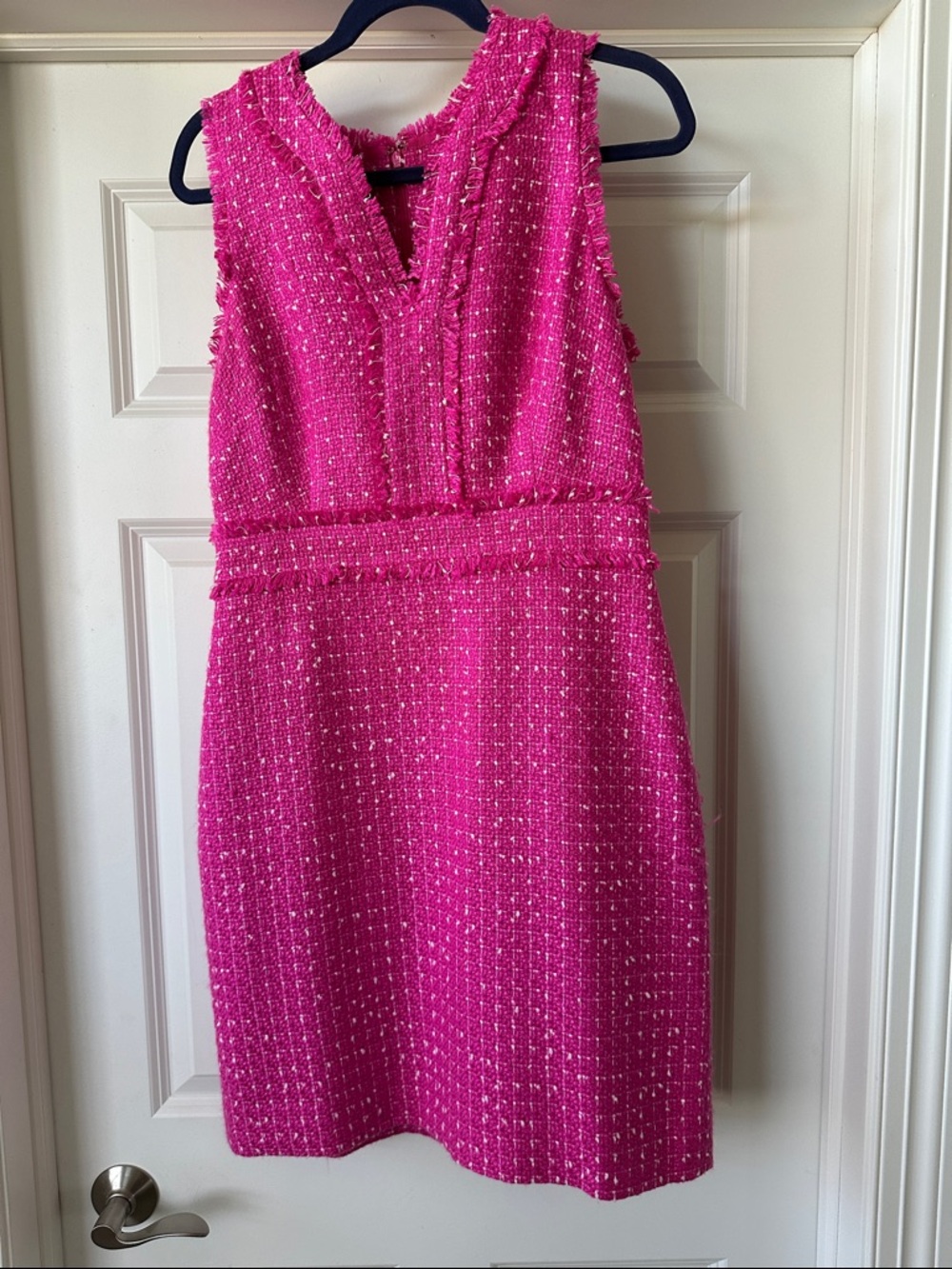 J. Crew Fuchsia Tweed V-Neck  Dress